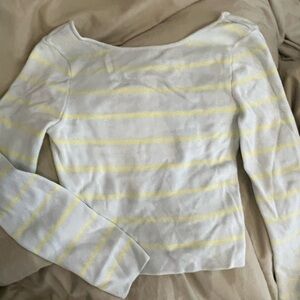 Zara White and Yellow Striped Top